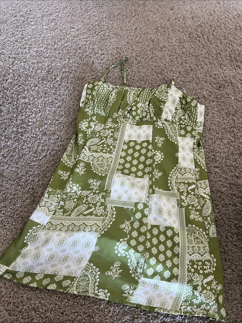 La Hearts Green and White Floral Slip Dress